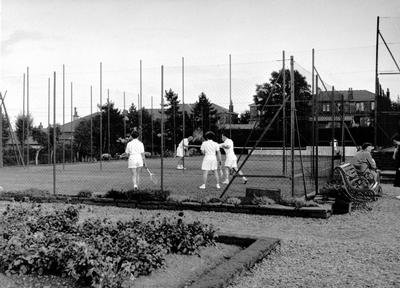 Tennis practice, 1955